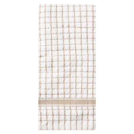 RITZ Classic Check Kitchen Towel 100% Cotton Terry Natural/Taupe 13200